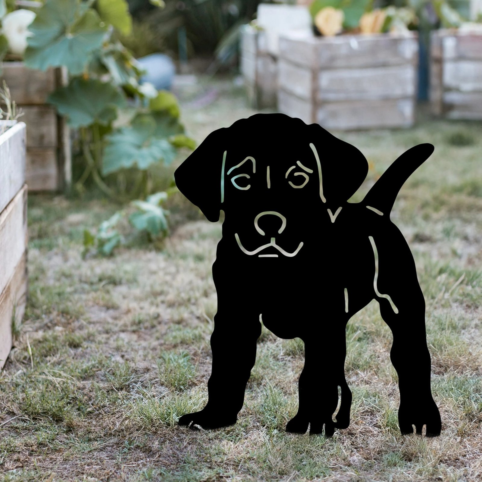 Objekt dekorativ për kopsht, Aberto Design, Amicable 01, ngjyrë e zezë, 40x33cm