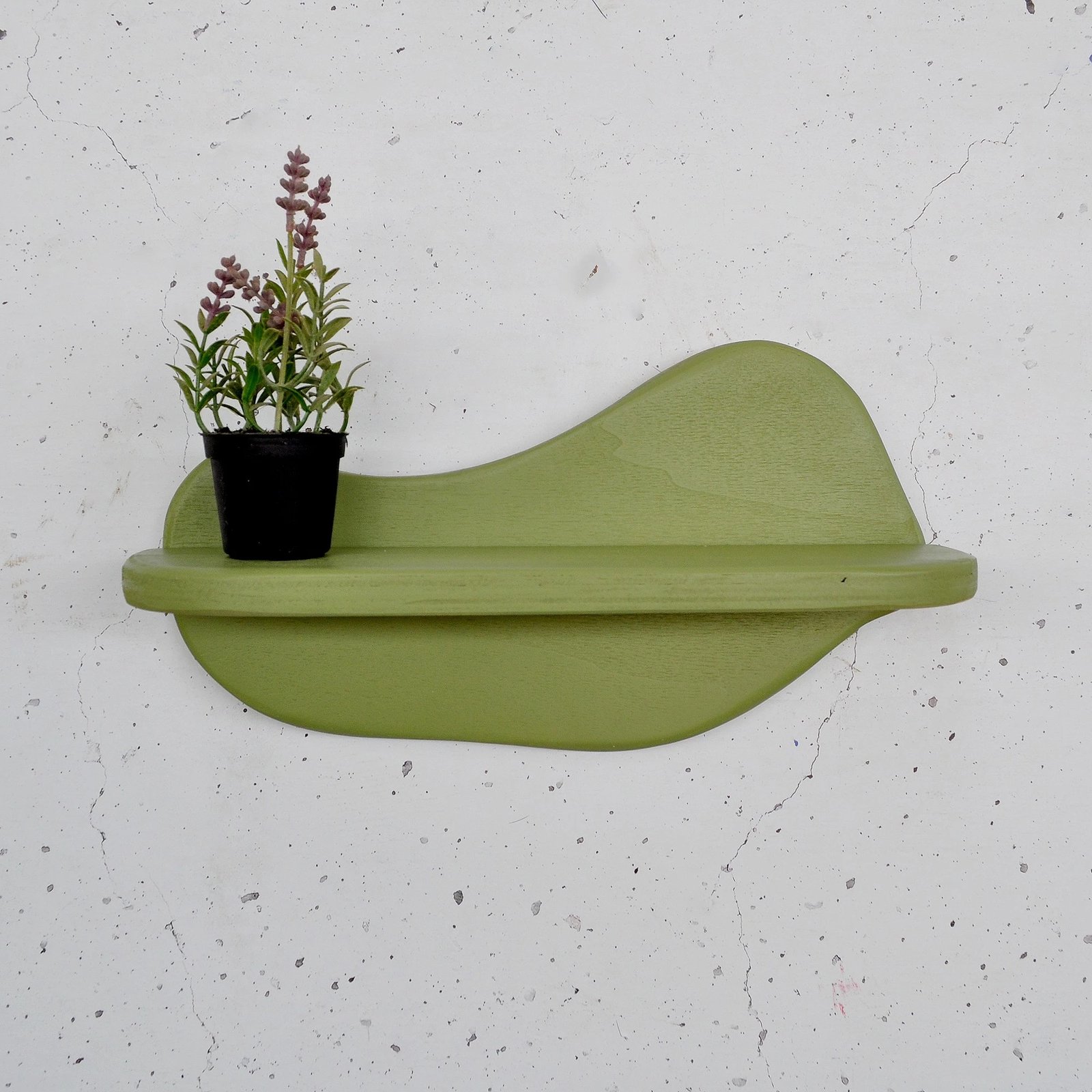 Raft dekorativ prej druri për mur, ngjyrë e gjelbër e çelët, Skye Decor, Meh224