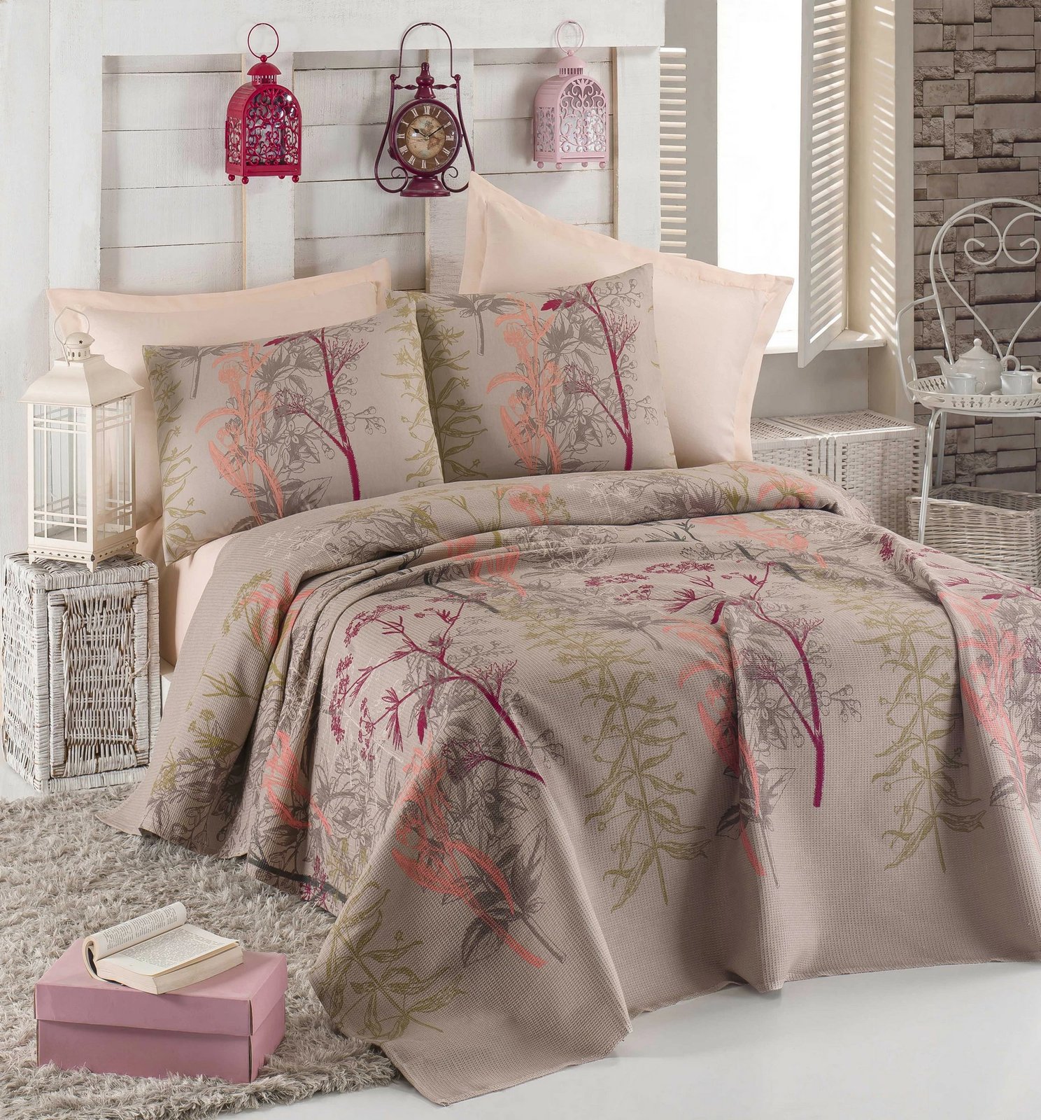 Set piké dopio L'essentiel, Urla, ngjyrë bezhë, e kuqe, salmon, e gjelbër