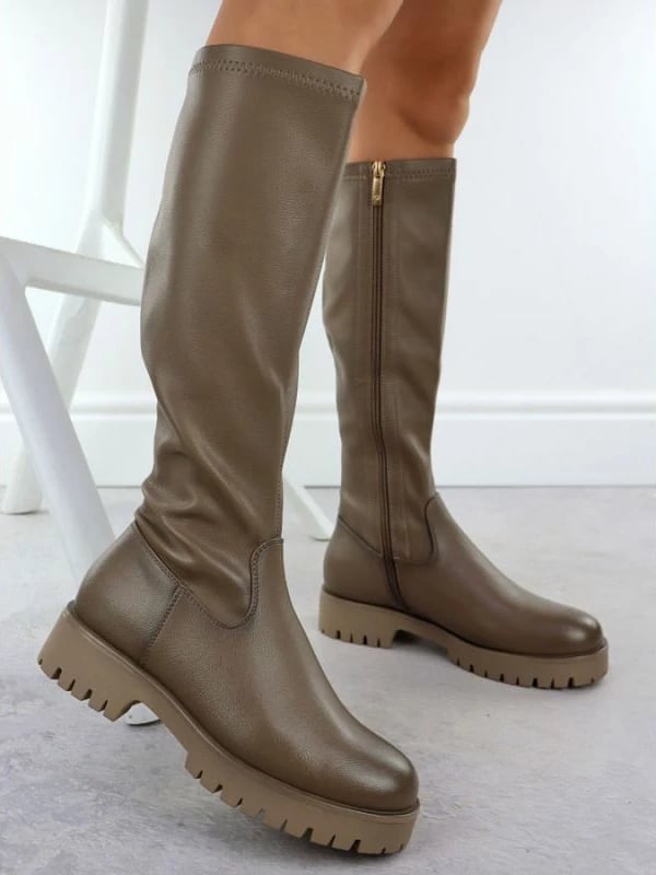 Çizme platforme femra Potocki 25-12729, khaki