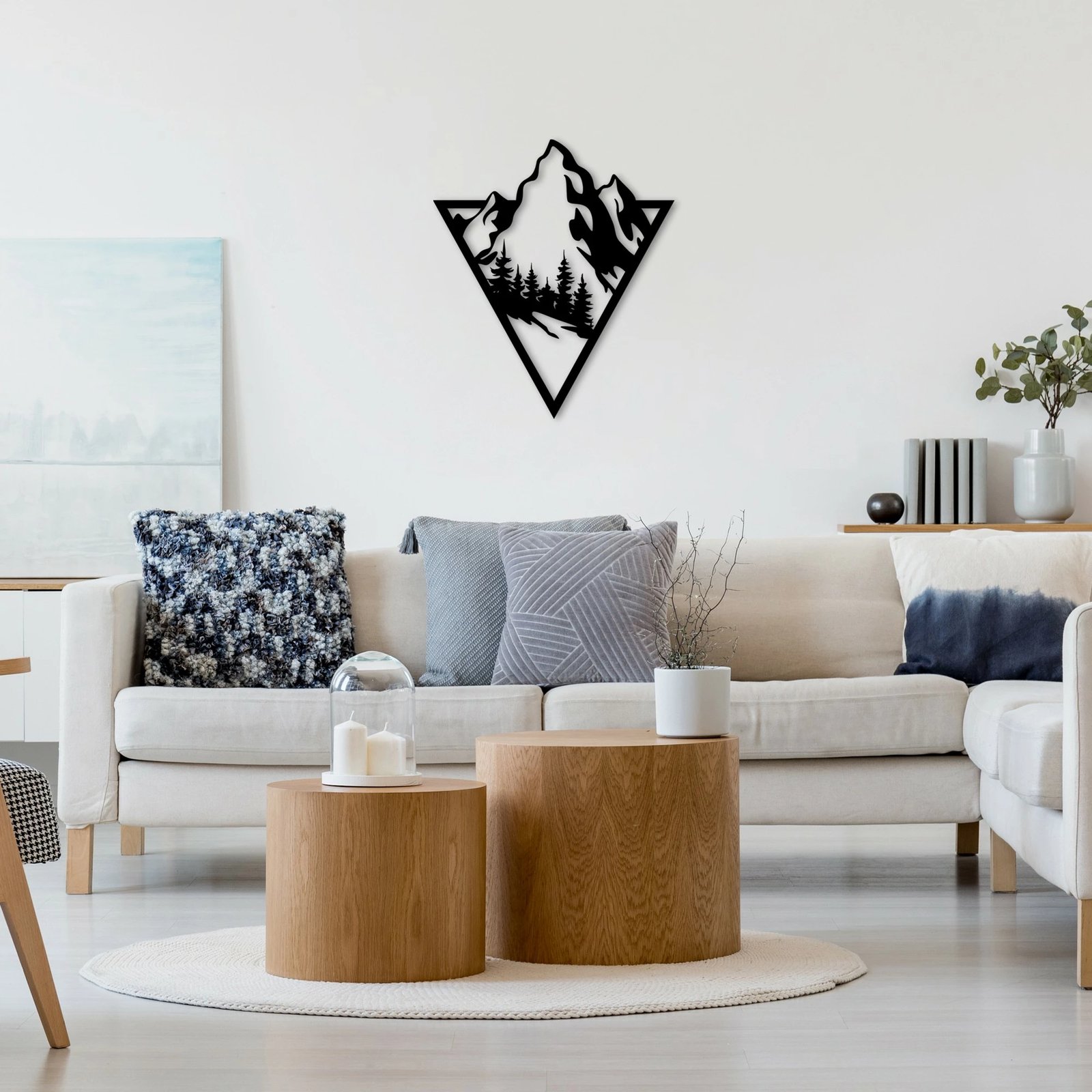 Aksesor dekorativ metalik për mur, Wallity, Montain 2, ngjyrë e zezë, 53x46cm