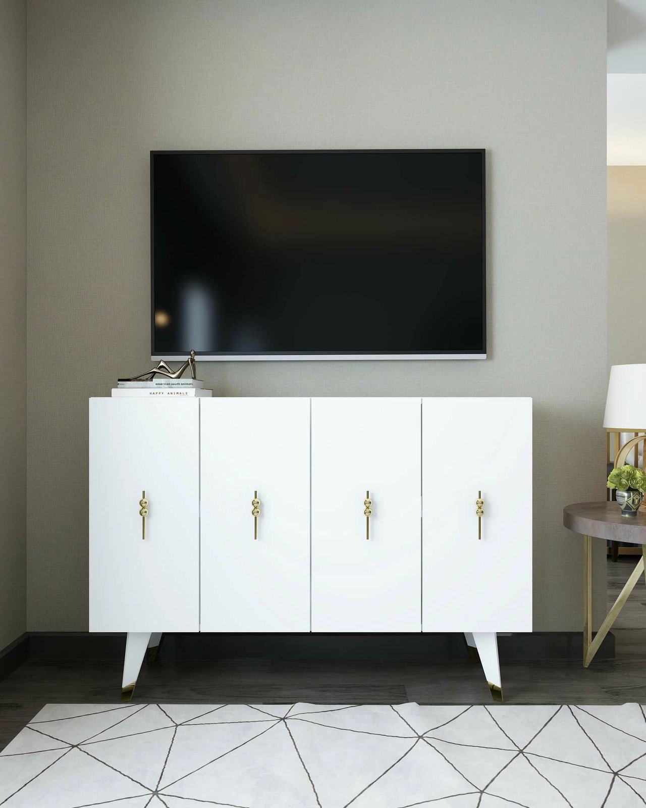 Konsol Skye Decor, e bardhë, e artë, 8167KM-32