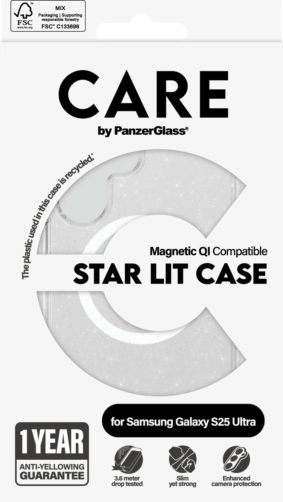 Mbështjellës PanzerGlass CARE Flagship Star Lit për Galaxy S25 Ultra, transparent