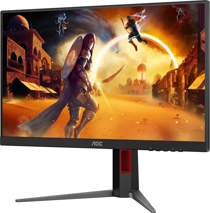 Monitor gaming AOC 24G4HA, 23.8", Full HD, LED, i zi me të kuqe
