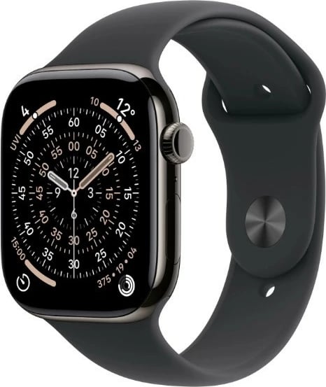 Smartwatch, Apple, Watch Series 11 GPS + Cellular, 42 mm, kasë titan, 64 GB, ekran LTPO Retina OLED, rrip sport S/M, slate/e zezë