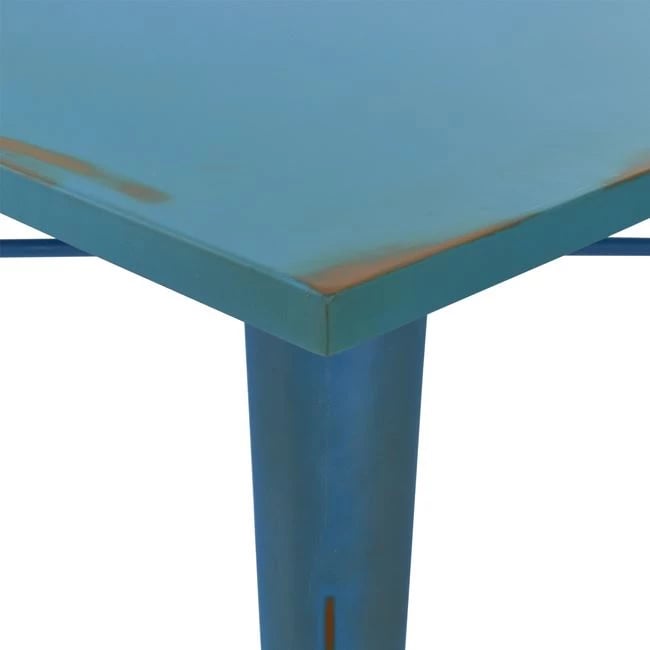 Tavolinë ngrënieje metalike, ngjyrë patinë blu, FH0608.88, 80x80x76 cm