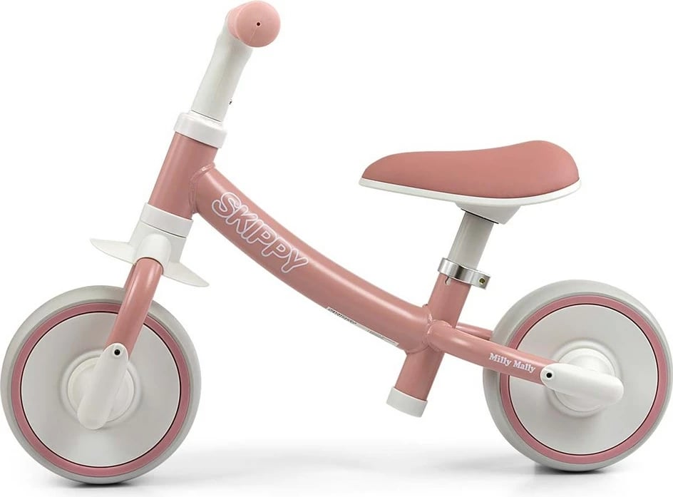 biçikletë balancuese, Milly Mally, Skippy, rrota EVA pa shpim, sedilje e rregullueshme, 18+ muaj, rozë