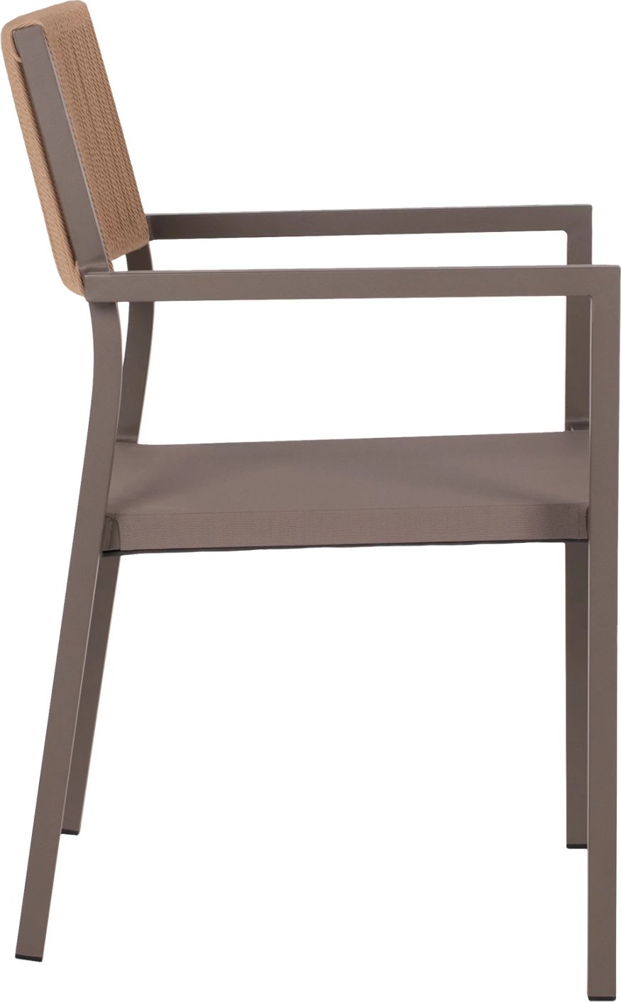 Karrige profesionale alumini, ngjyrë shampanje, me shpinë PE rattan, FH5893.03, 55.5x58.5x83 cm