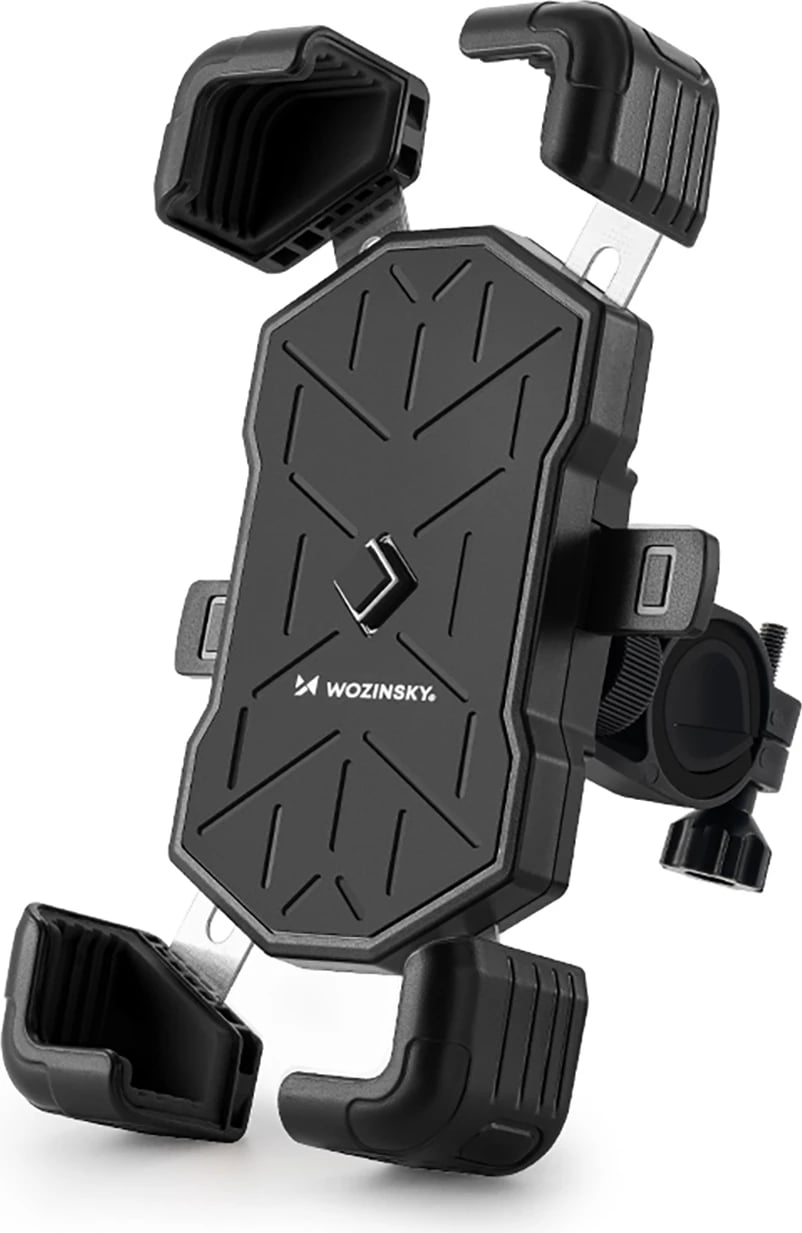 Mbajtëse telefoni për biçikletë, Wozinsky WUD-01B, për timon, 4.5-7.2", kapëse me buton lirimi, rregullim këndi, e zezë