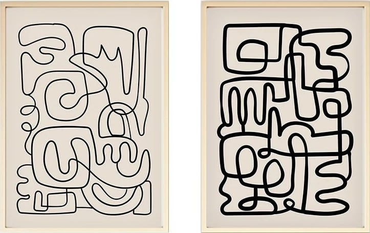 Pikturë dekorative me kornizë MDF (2 copë), Wallity, Huhu184, 50x70cm