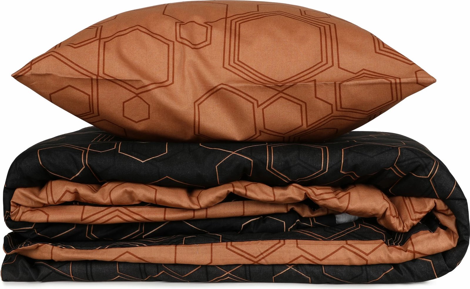 Set mbulesë për jorgan King, Ranforce, L'essentiel, ngjyrë bakri dhe e zezë