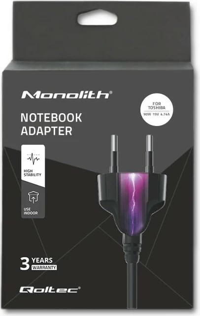 Adapter rryme për laptop Qoltec 50090.90W, 19V, 4.74A, 5.5x2.5 mm, i zi