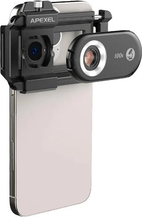 Lente për celular APEXEL APL-MS100, 100x, me ndriçim LED dhe UV