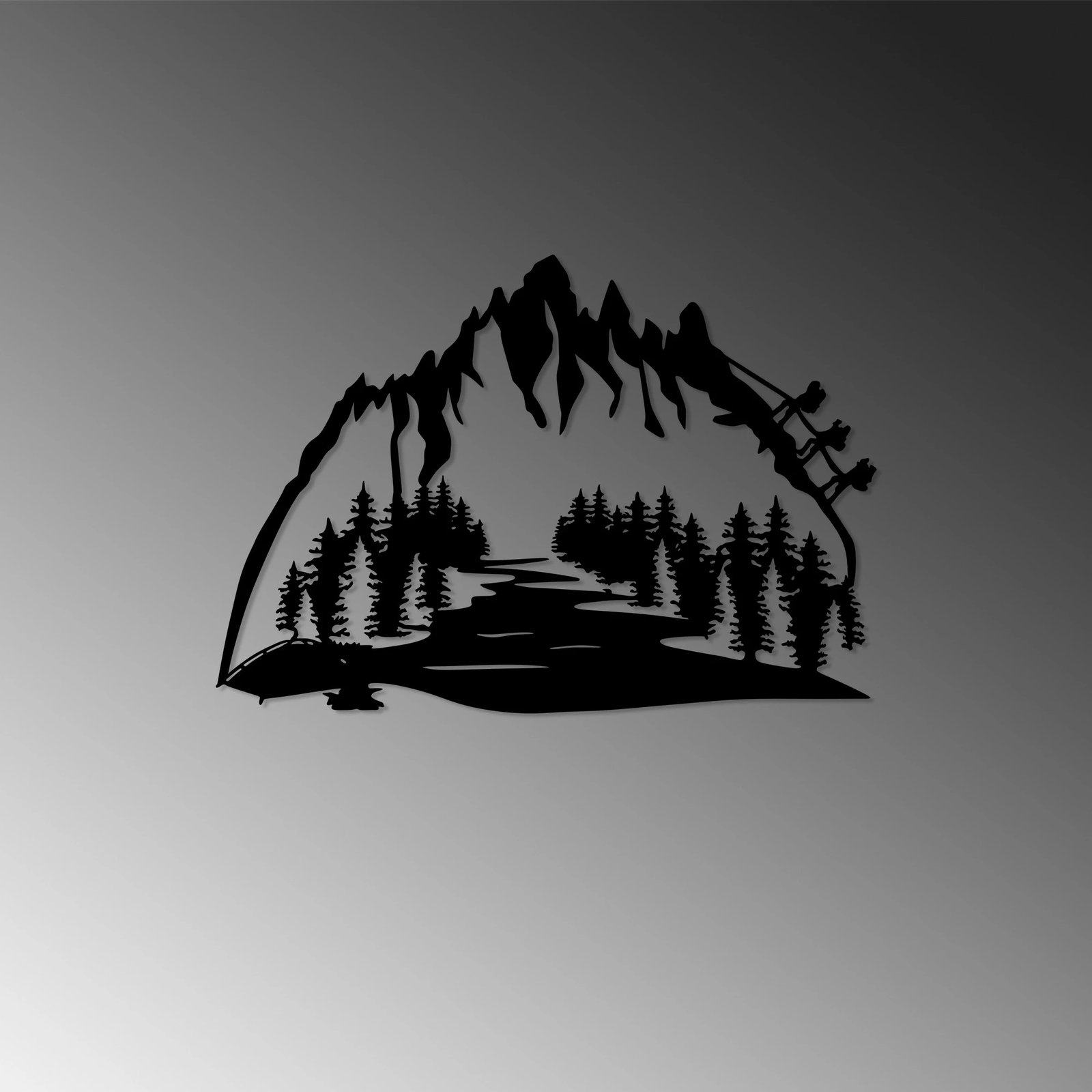 Aksesor dekorativ metalik për mur, Wallity Parkway, ngjyrë e zezë, 48x70cm