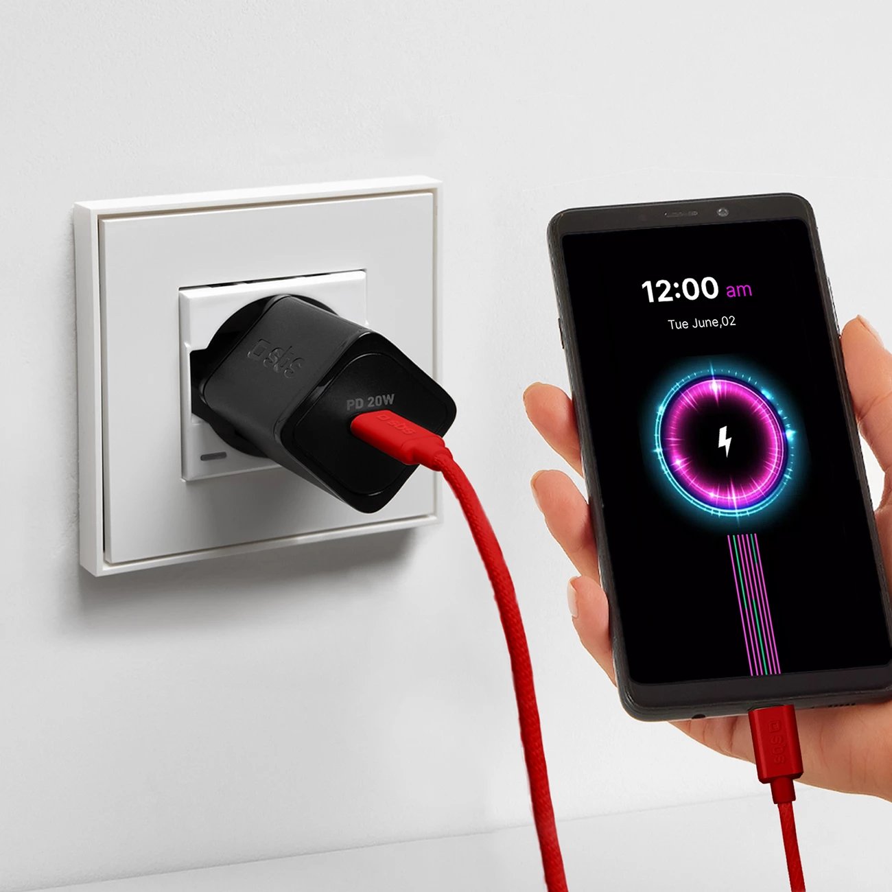 Kabllo USB-C në USB-C SBS TECABLETISSUETCCR, 1.5m, 60W, e kuqe Kabllo USB-C në USB-C SBS TECABLETISSUETCCR, 1.5m, 60W, e kuqe