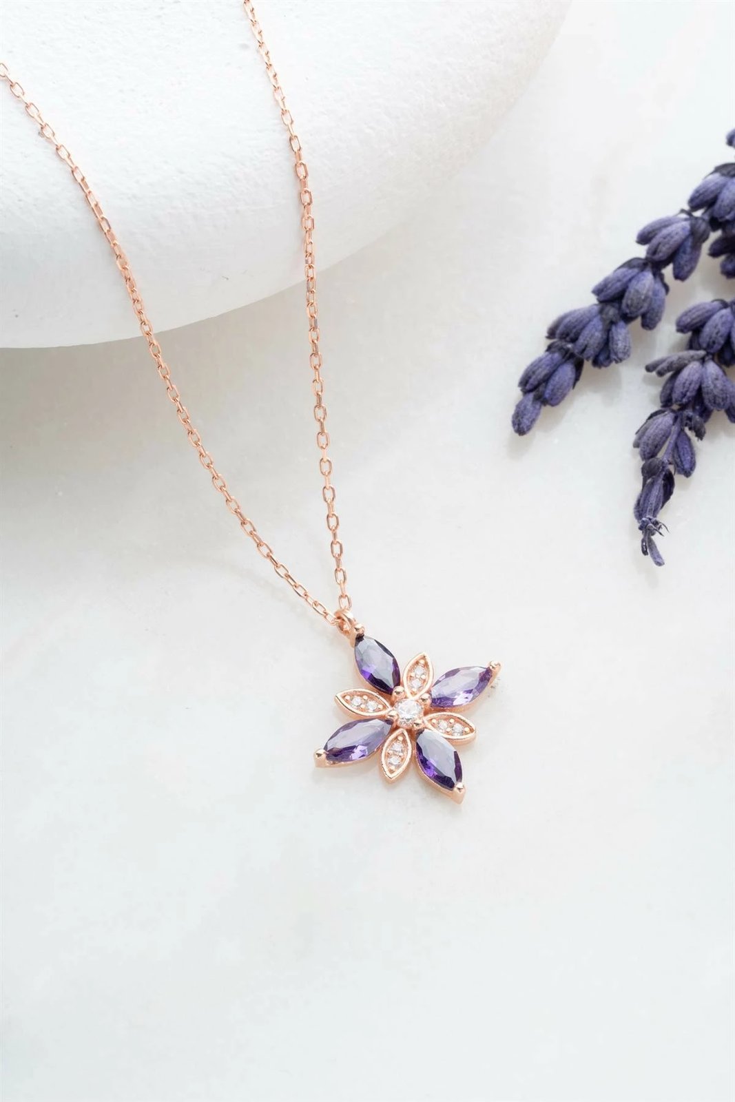 Qafore argjendi, ngjyrë rozë e artë, gurë të purpurt, Jumeon, NRZ999028