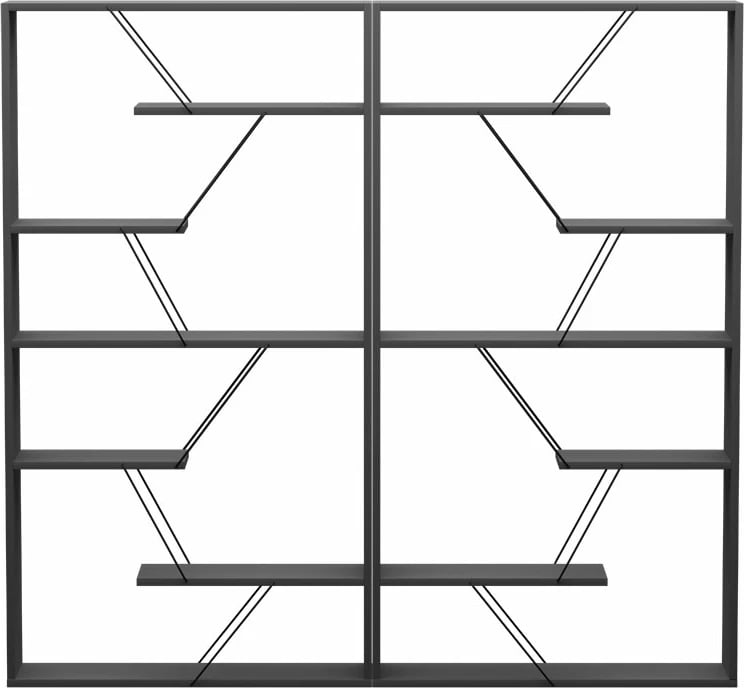 Raft librash Tars, ngjyrë gri e errët/zezë, set prej 2 copësh, 168x24x157cm
