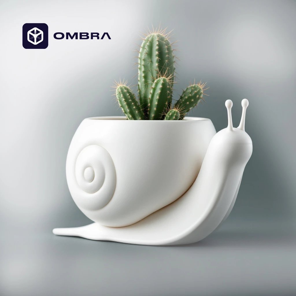 Vazo Dekorative në formë Kërmilli (Snail Bowl Vase), e bardhë