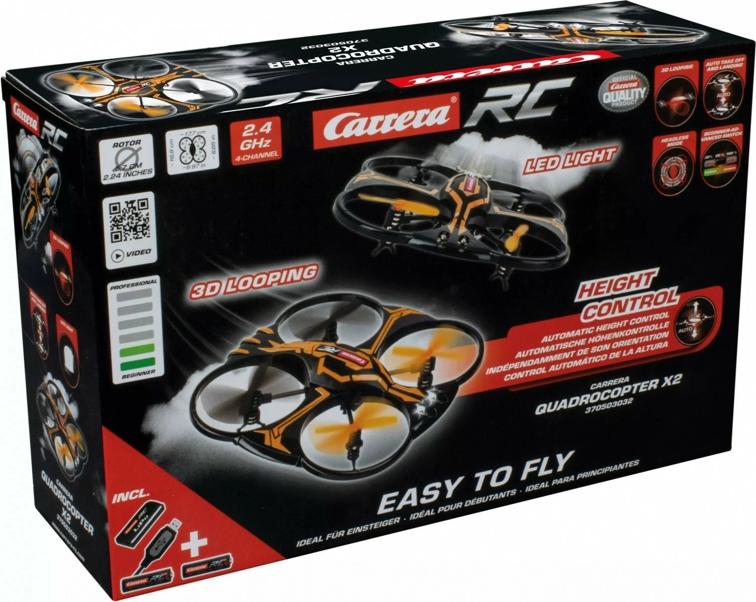 Dron RC Carrera X2, 2.4GHz, 17.6cm, zi/portokalli