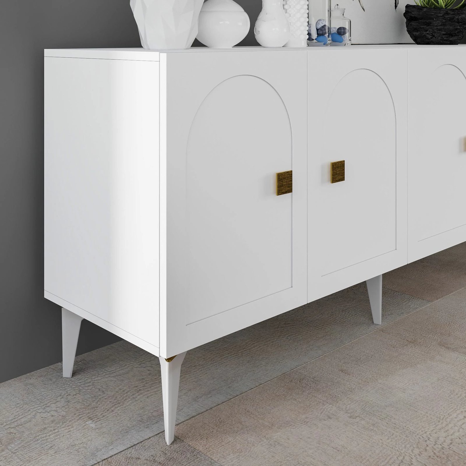 Konsol Skye Decor Owen, e bardhë, e artë