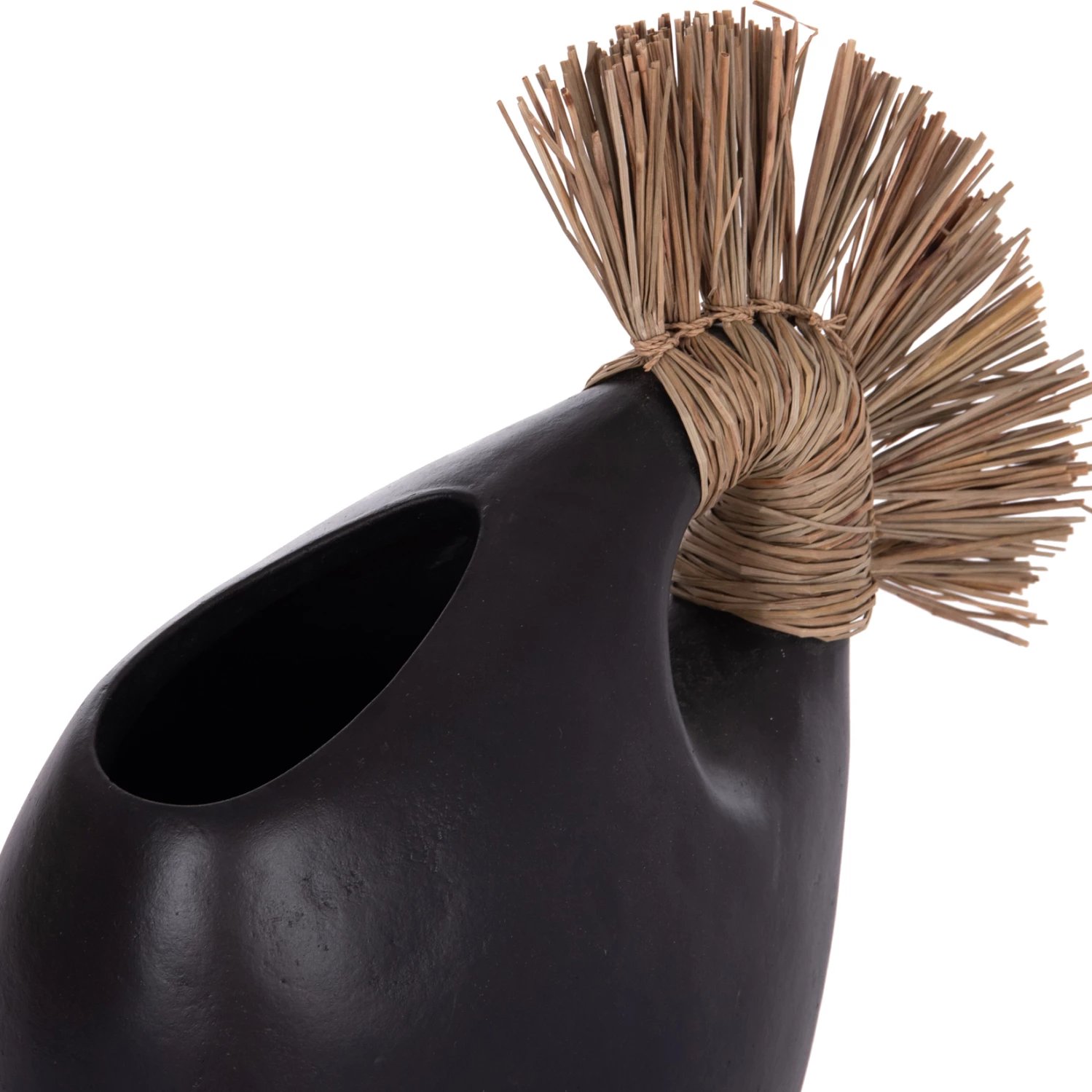 Vazo dekorative tavoline ALICA2, terrakotë e zezë, bar i thatë, 44x18x50Hcm