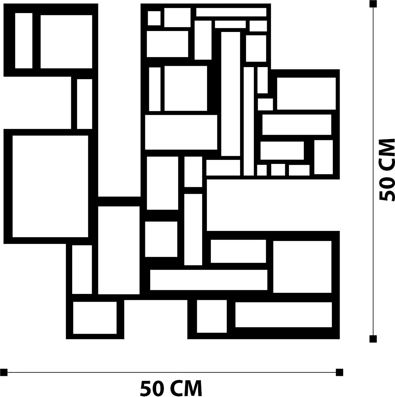 Aksesor dekorativ metalik për mur, Wallity, dekor katrorë