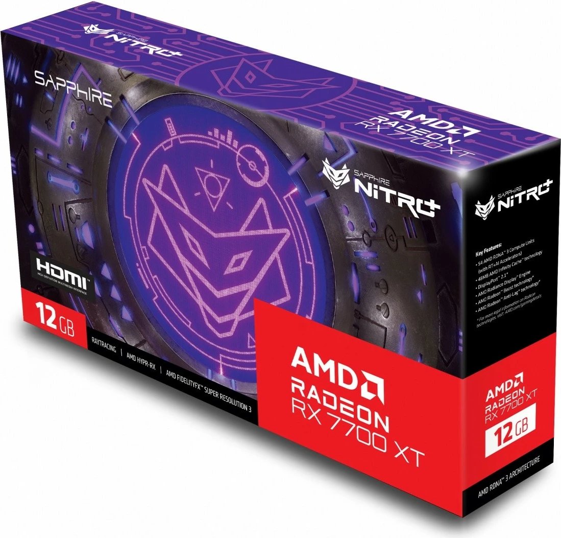 Kartë grafike Sapphire Radeon RX 7700 XT NITRO+ GAMING OC, 12GB GDDR6, 192-bit, PCI-E 4.0