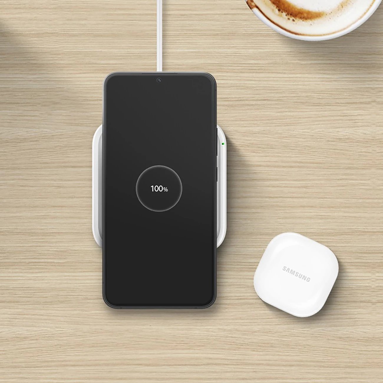 Mbushës wireless Samsung EP-P2400TWEGEU, 15W, me LED, USB-C, i bardhë, me mbushës rryme