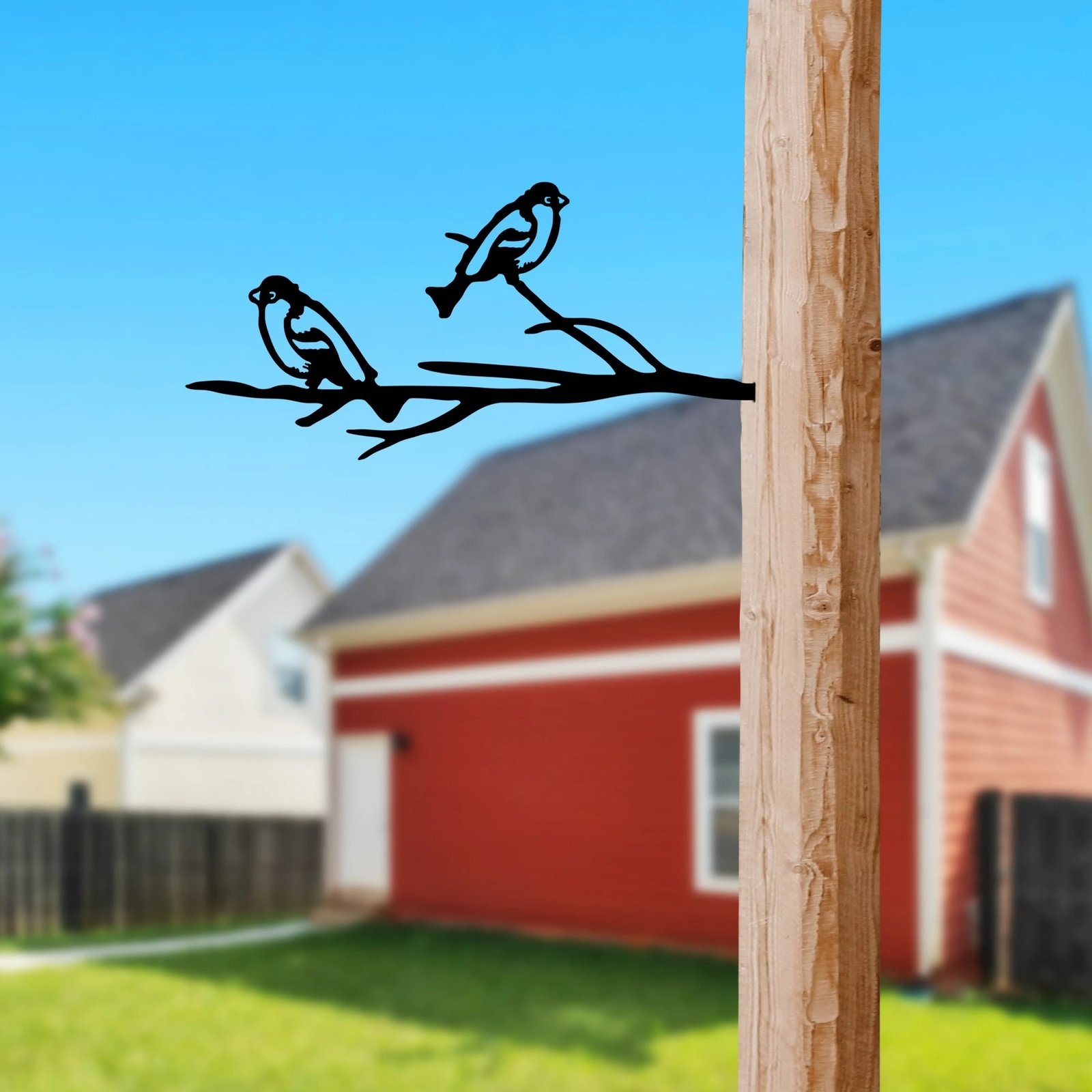 Objekt dekorativ për kopsht, zog në degë, ngjyrë e zezë, Aberto Design, 45x20cm