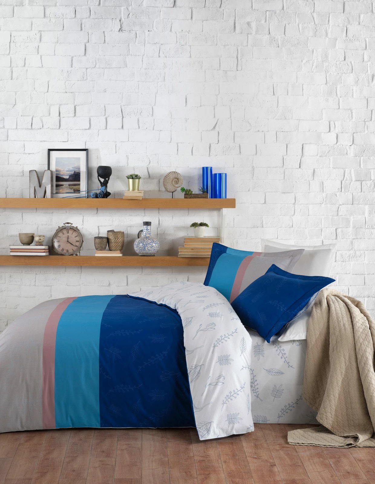 Set mbulesë për jorgan njëpersonësh, ngjyrë kaltër, L'essentiel, Effective