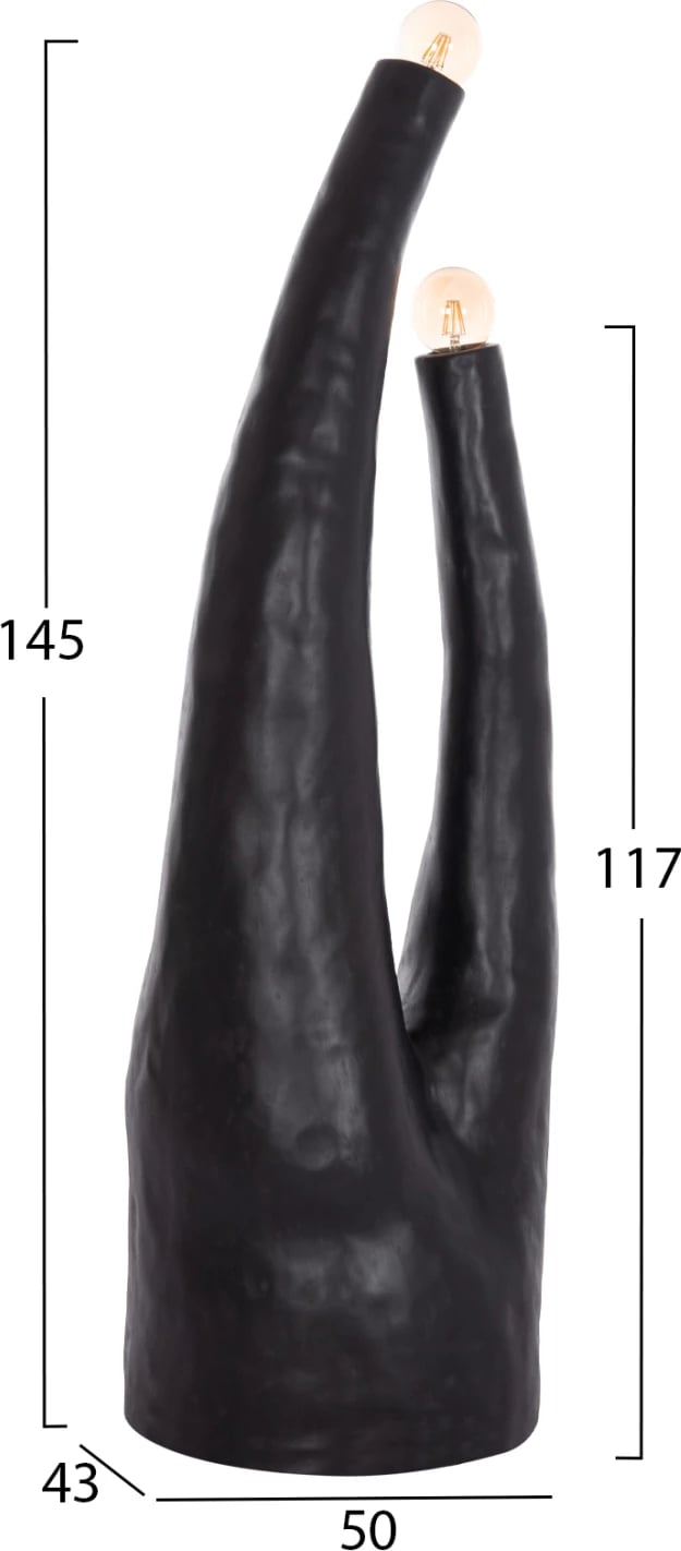 Llambë dyshemeje dekorative TUSKEN, fibër-cement, e zezë, FH4702.01, 50x43x145cm