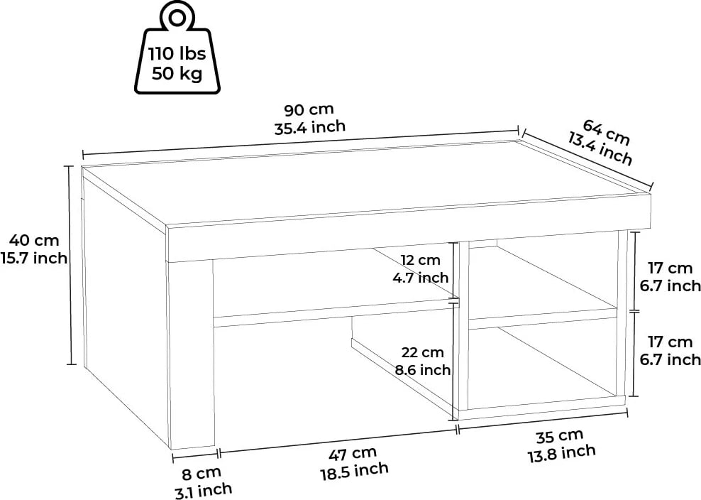 Tavolinë kafeje Skye Decor, Reeta, e bardhë