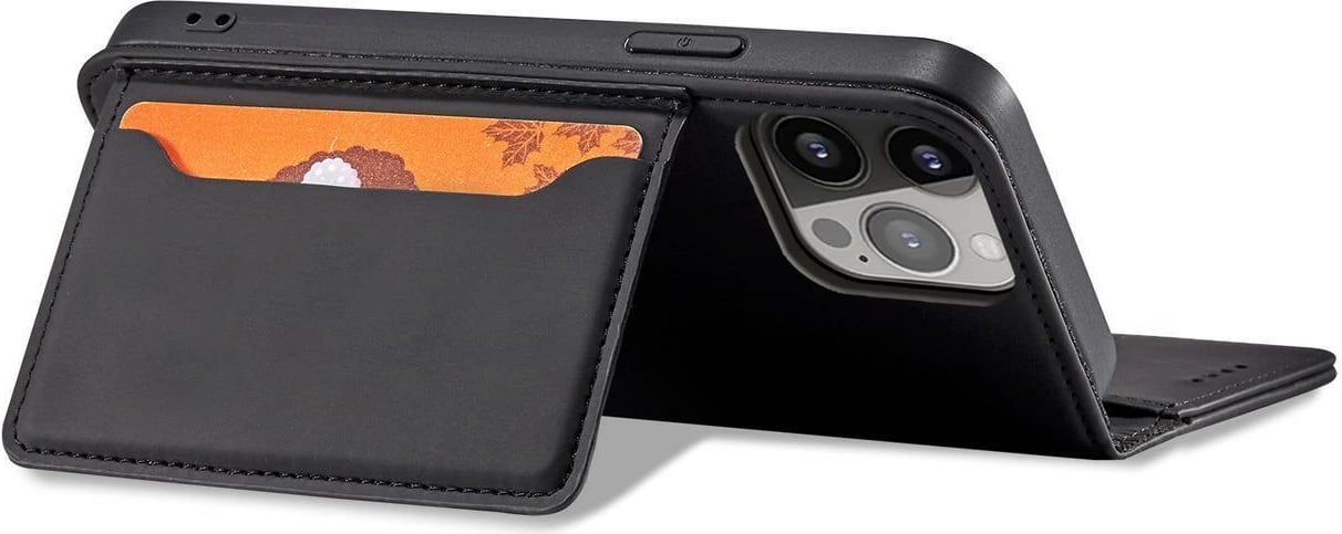 Mbështjellës Hurtel Magnet Card Case për Samsung Galaxy S23+, flip cover, portofol, i zi