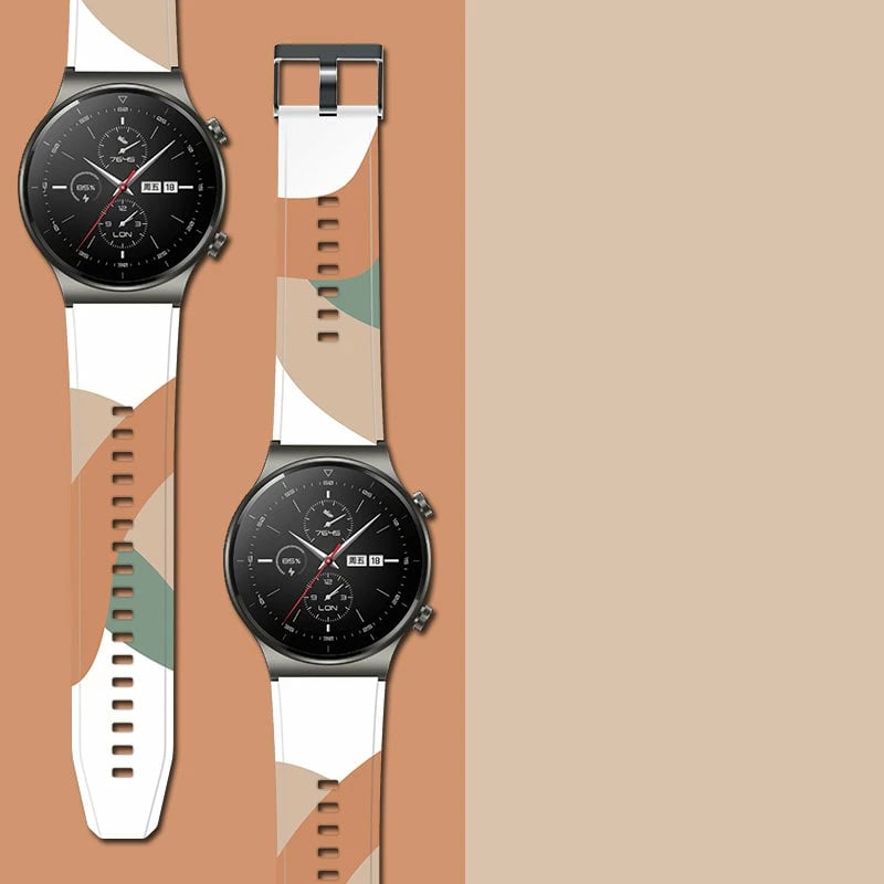 Rrip silikoni Hurtel për Huawei Watch GT2 Pro, 22 mm, kamuflazh, bezhë/jeshile/portokalli