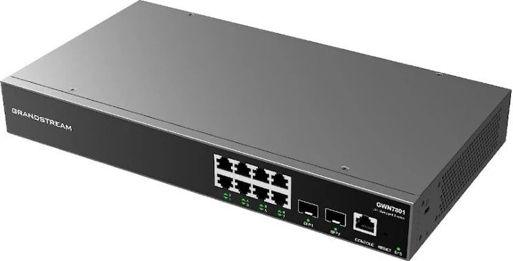 Switch Grandstream GWN 7801, 8GE 2SFP, i menaxhueshëm, i zi