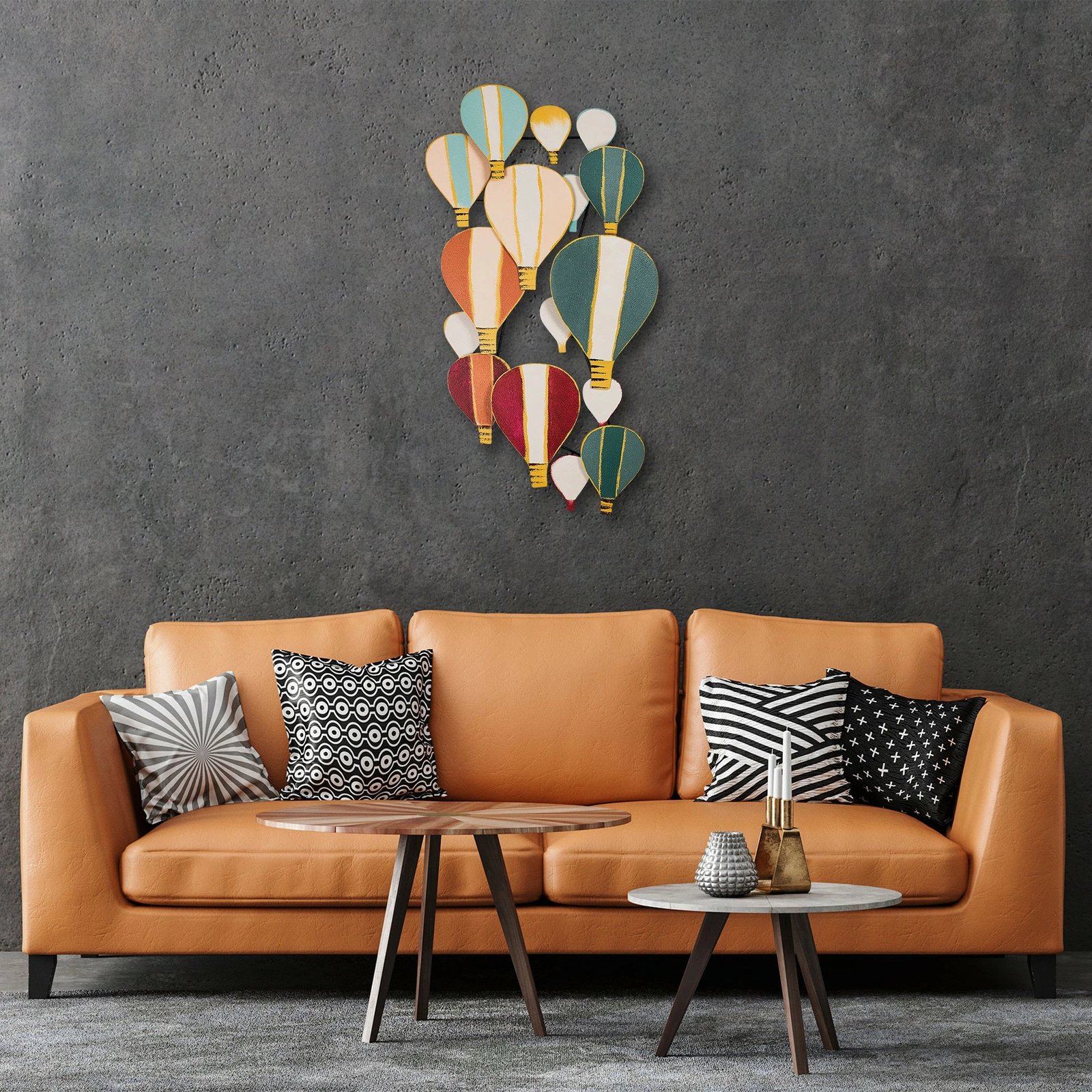 Aksesor dekorativ metalik për mur, Wallity Kapadokya, shumëngjyrësh