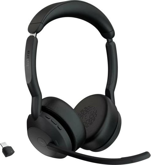 Kufje stereo me mikrofon, Jabra Evolve2 55 MS (25599-999-899), wireless 30m, kabllo 1m, e zezë