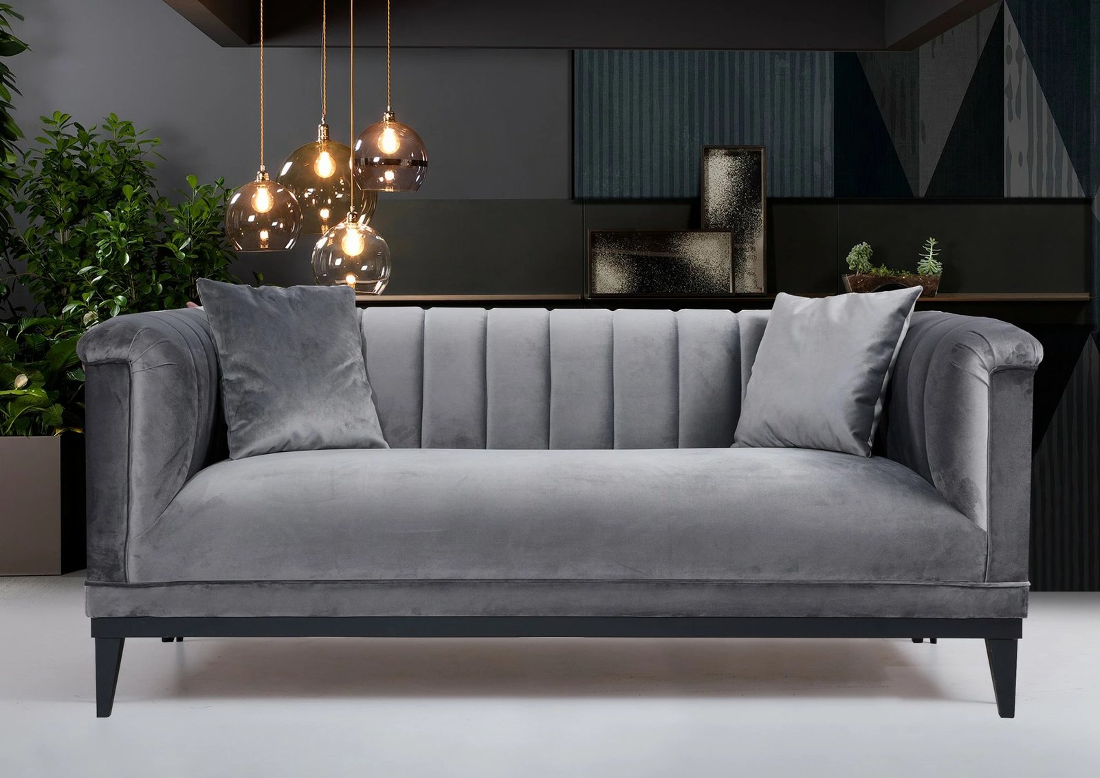 Divan 2-ulëshe Atelier del Sofa, Trendy, ngjyrë gri e errët