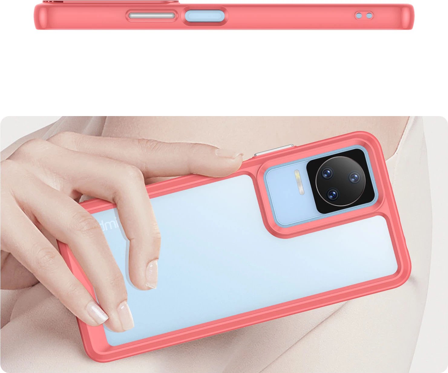 Mbështjellës Hurtel Outer Space Case për Xiaomi Poco F4 5G, kornizë fleksibile, i kuq