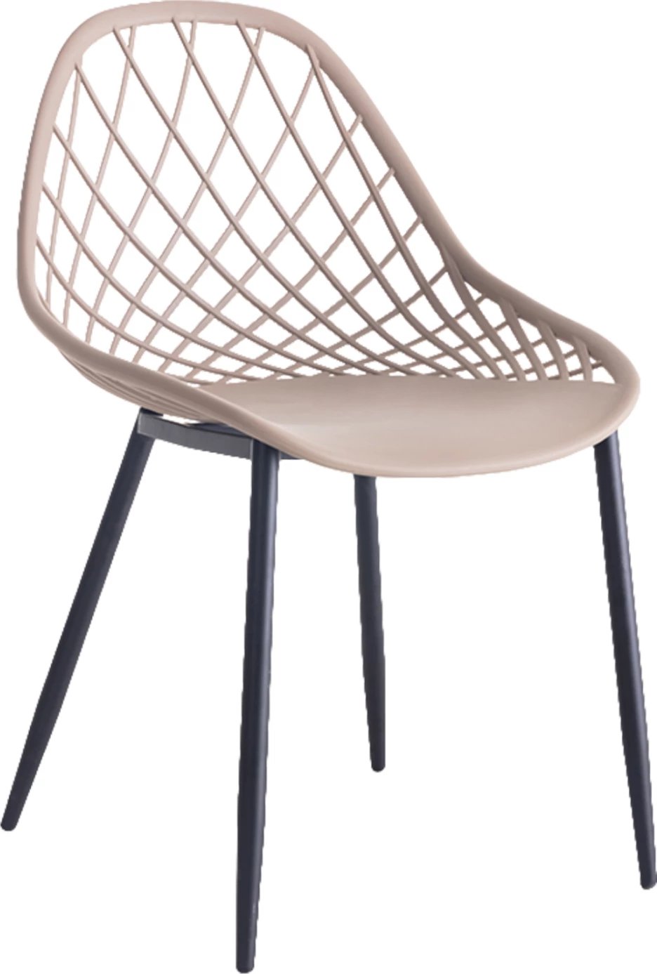 Karrige polipropileni FH9524.03 ngjyrë kapuçino me këmbë metalike të zeza 52x53x82Hcm., set prej 4 copash