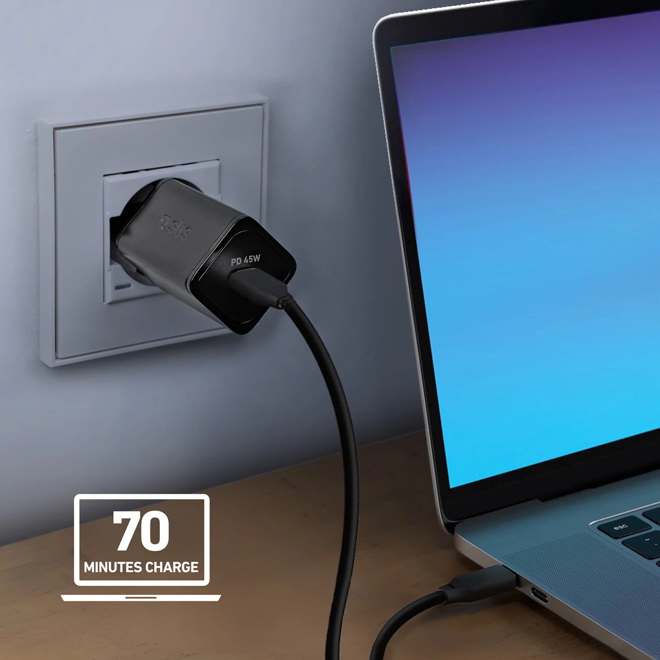 Karikues muri SBS TETRGAN1C45W, 45W, GaN, USB-C, Power Delivery, i zi