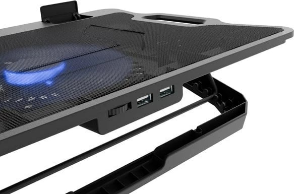 Mbajtëse ftohëse për laptop NATEC DIPPER 2, 17.3", 1 ventilator, USB, e zezë me dritë blu