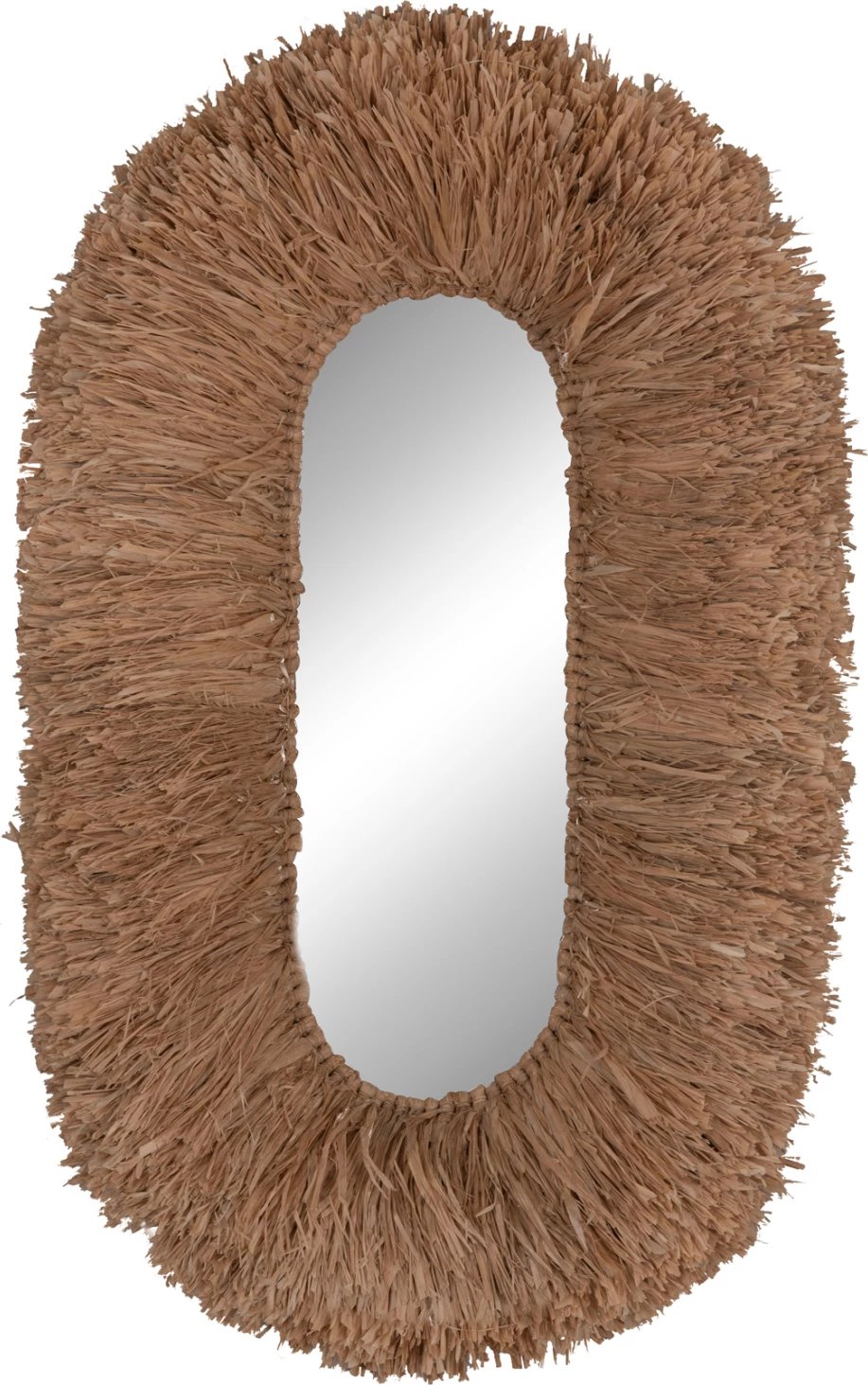 Pasqyrë muri ovale, kornizë fibra sisali, ngjyrë natyrale, FH4711, 95x60x15cm