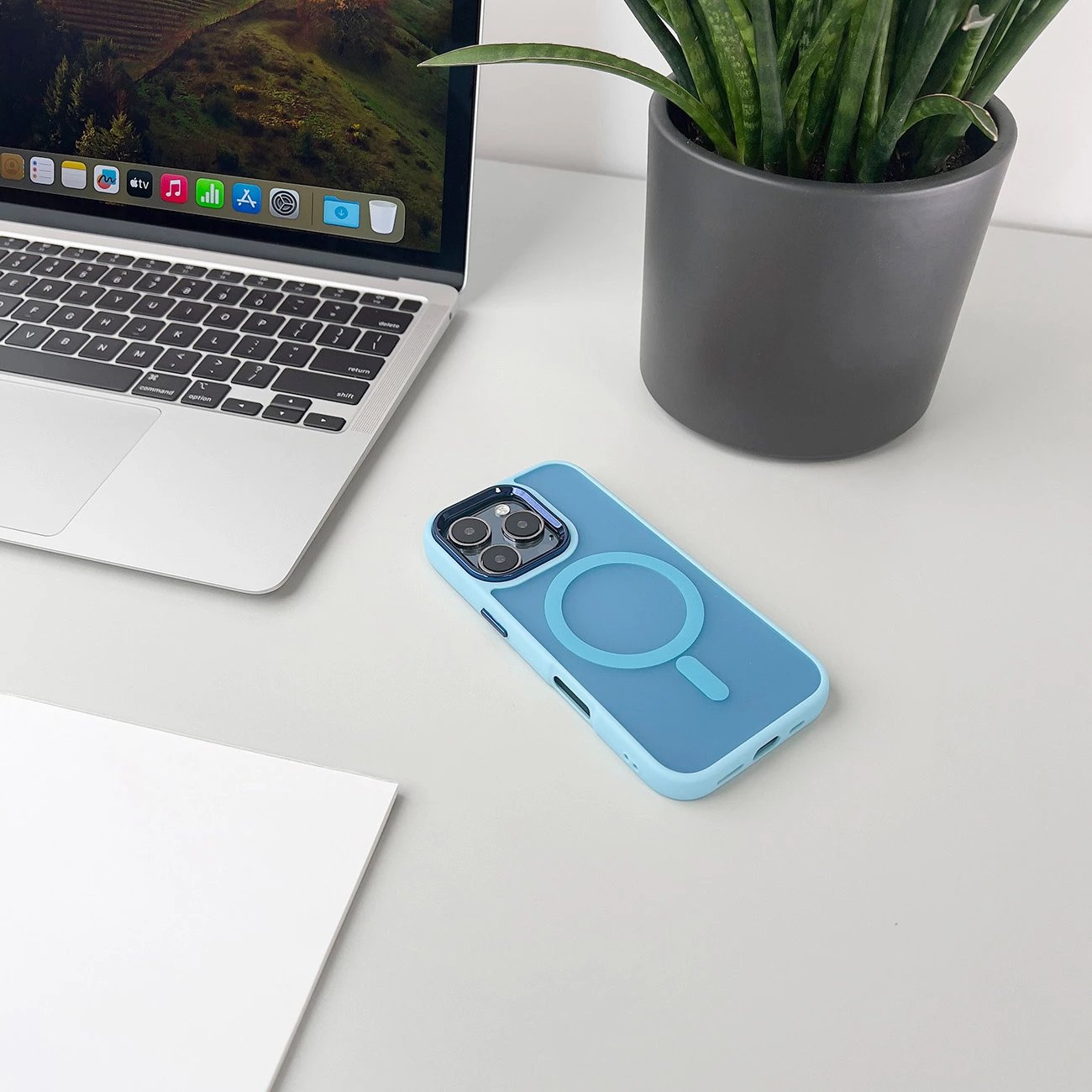 Mbështjellës Hurtel Fashion Case MagSafe për iPhone 16 Plus, TPU, kaltër e çelët