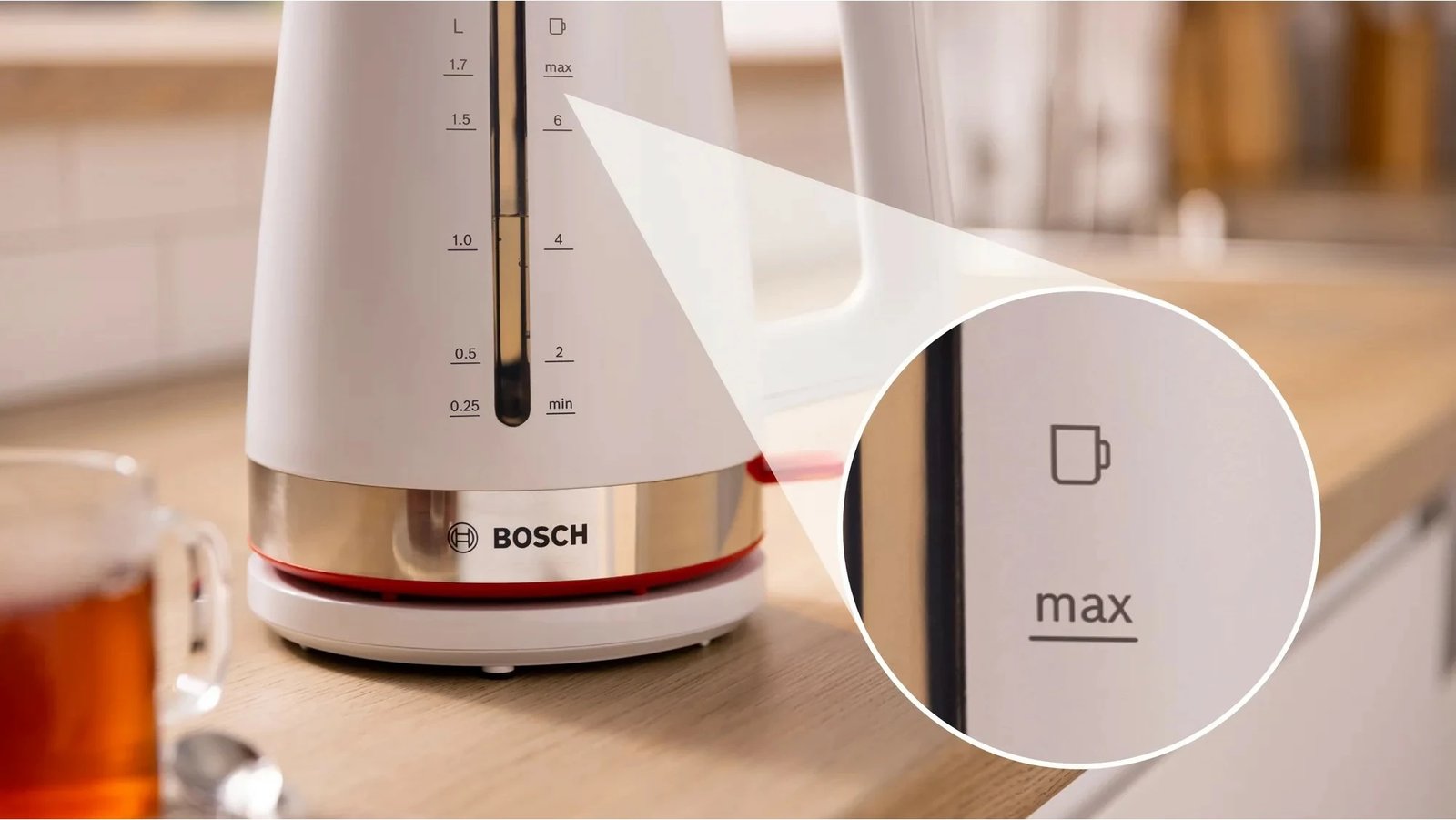 Çajnik Bosch TWK4M221, 1.7 L, 2400 W, Bardhë Çajnik Bosch TWK4M221, 1.7 L, 2400 W, Bardhë