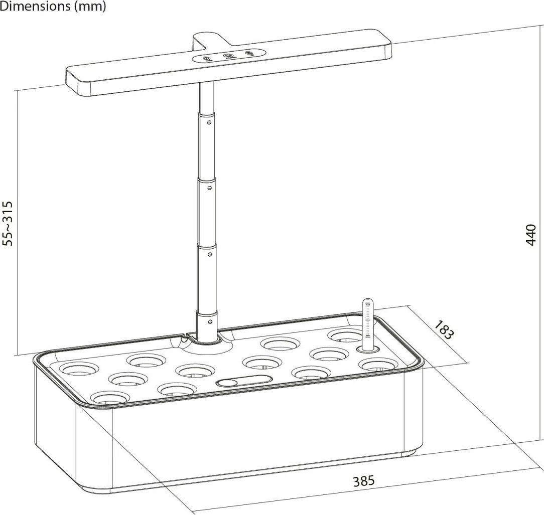 Sistem smart për kultivim të brendshëm, GreenBlue GB133, 12 vende, pompë e qetë, tregues niveli uji, e bardhë