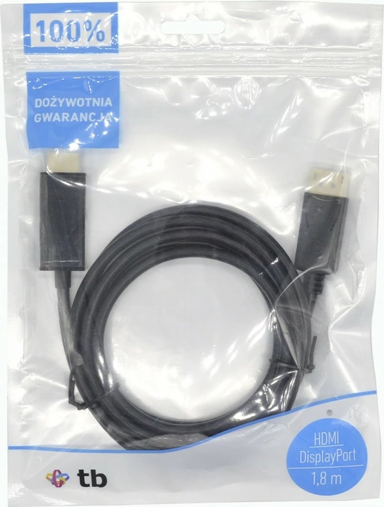 Kabllo DisplayPort - HDMI TB AKTBXVDMHMDP18B, 1.8m, e zezë
