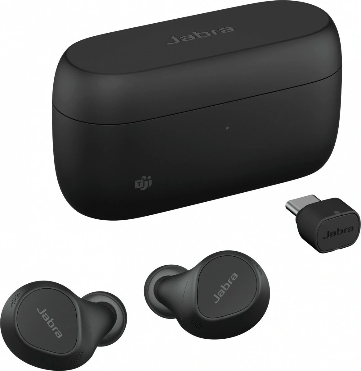 Kufje Jabra Evolve2 Buds me pad karikimi wireless, USB-C, të zeza