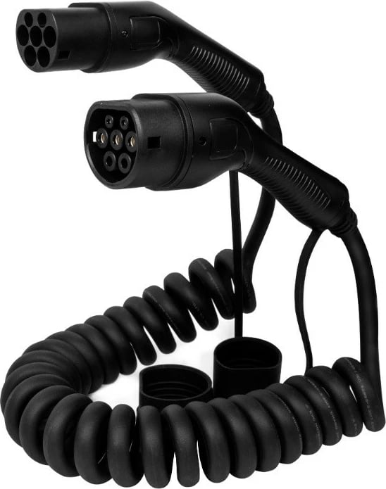 Kabllo karikimi spirale Defenzo Spiro AC22, 5m, Type 2, e zezë