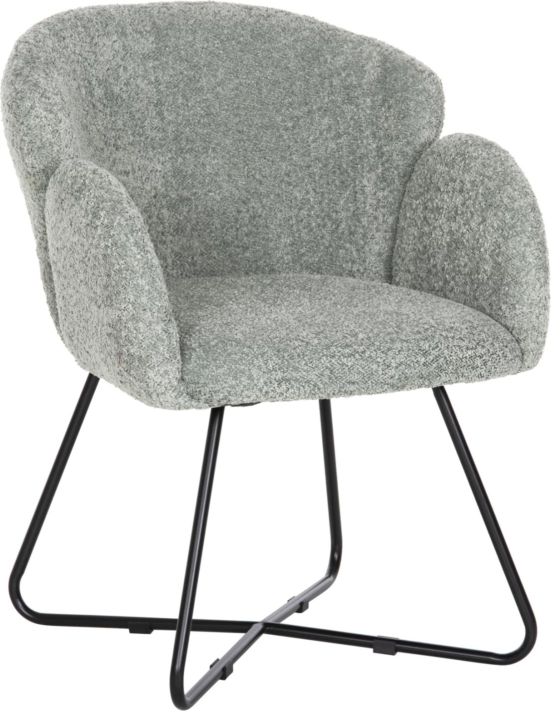 Karrige e rehatshme HARNIS FH9603.05, ngjyrë fistik, bazë metalike e zezë, 59.5x64x77H cm